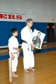 Harrison Pham, Rochester N.H. Shotokan, presenting Kancho with a drawing, June 2007